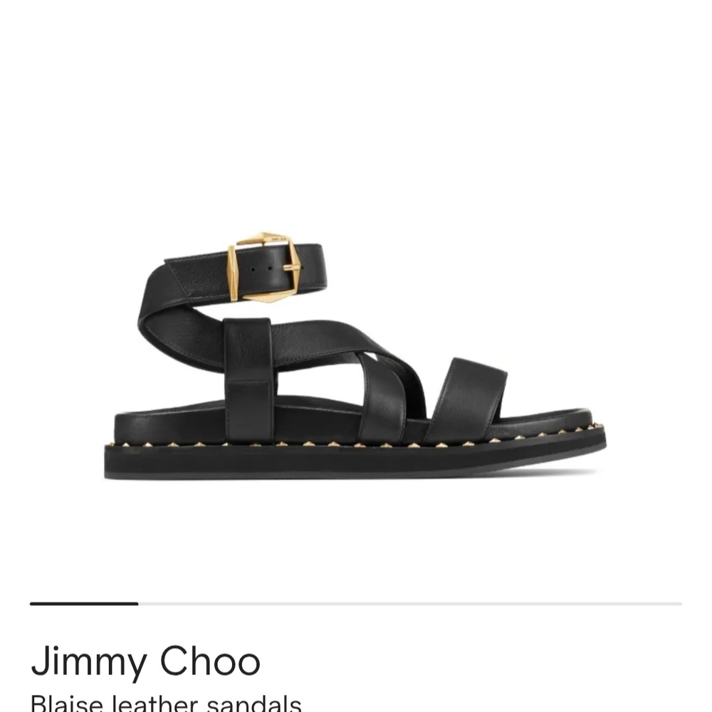 Jimmy Choo Black and Gold Leather Sandals